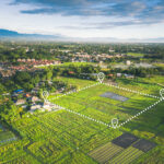Land,Plot,In,Aerial,View.,Gps,Registration,Survey,Of,Property,